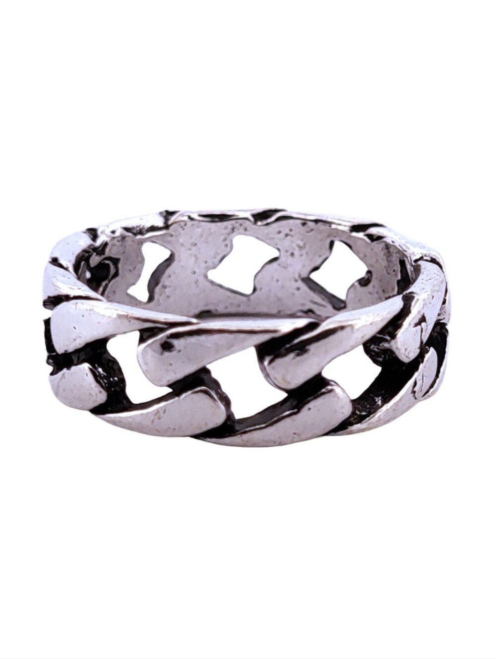Chain Link Antique Silver Ring, size 8.5 407